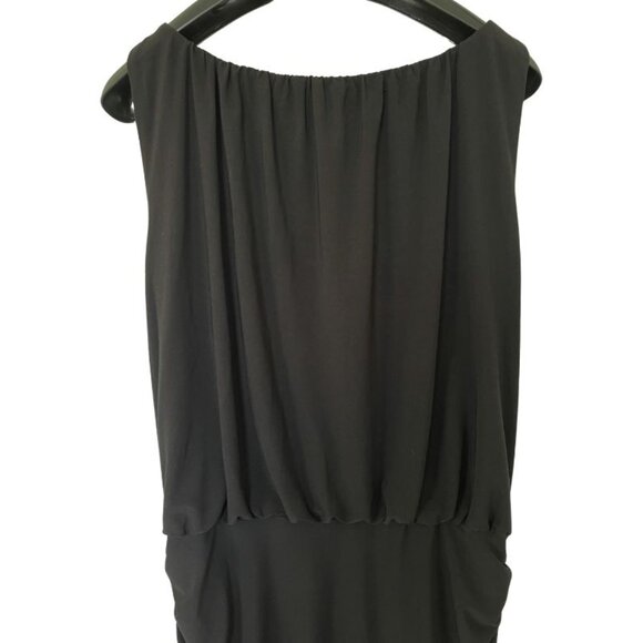 Lauren Ralph Lauren Black Ruched Sheath Dress Sz 14 Sleeveless Scoop Neck - Picture 9 of 10